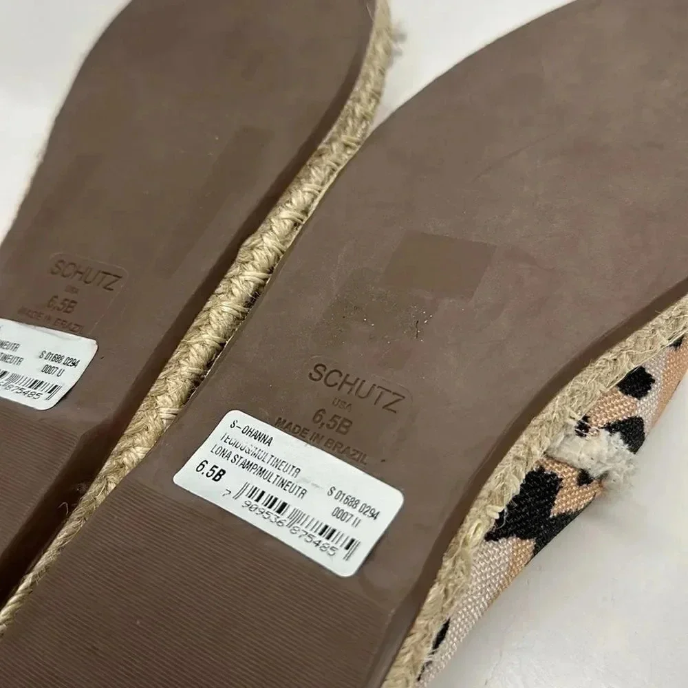 Schutz Ohanna Espadrille Flats Slip On Shoes Cheetah Animal Print Size 6.5